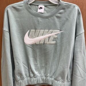 Nike Women's Sage Green Logo Cropped Sweatshirt Size Large